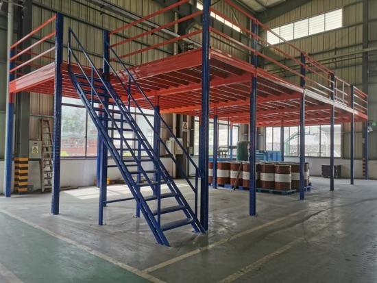 Steel mezzanine platform storage system